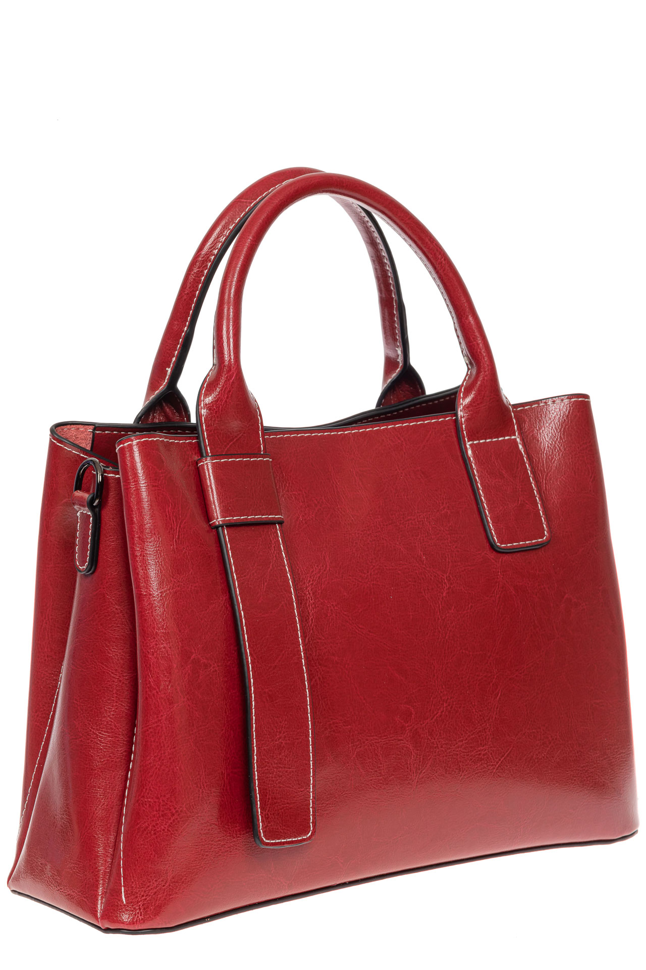 На фото 1 - Каркасная сумка из натуральной кожи, цвет красный