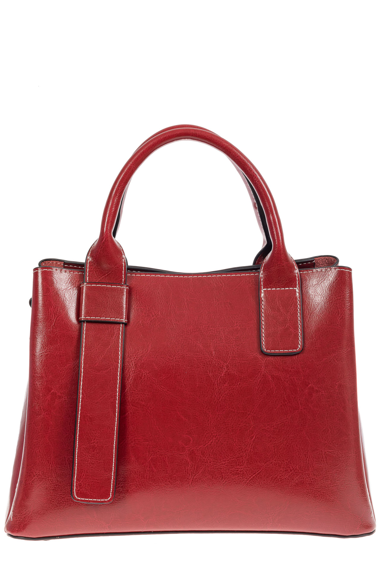 На фото 2 - Каркасная сумка из натуральной кожи, цвет красный