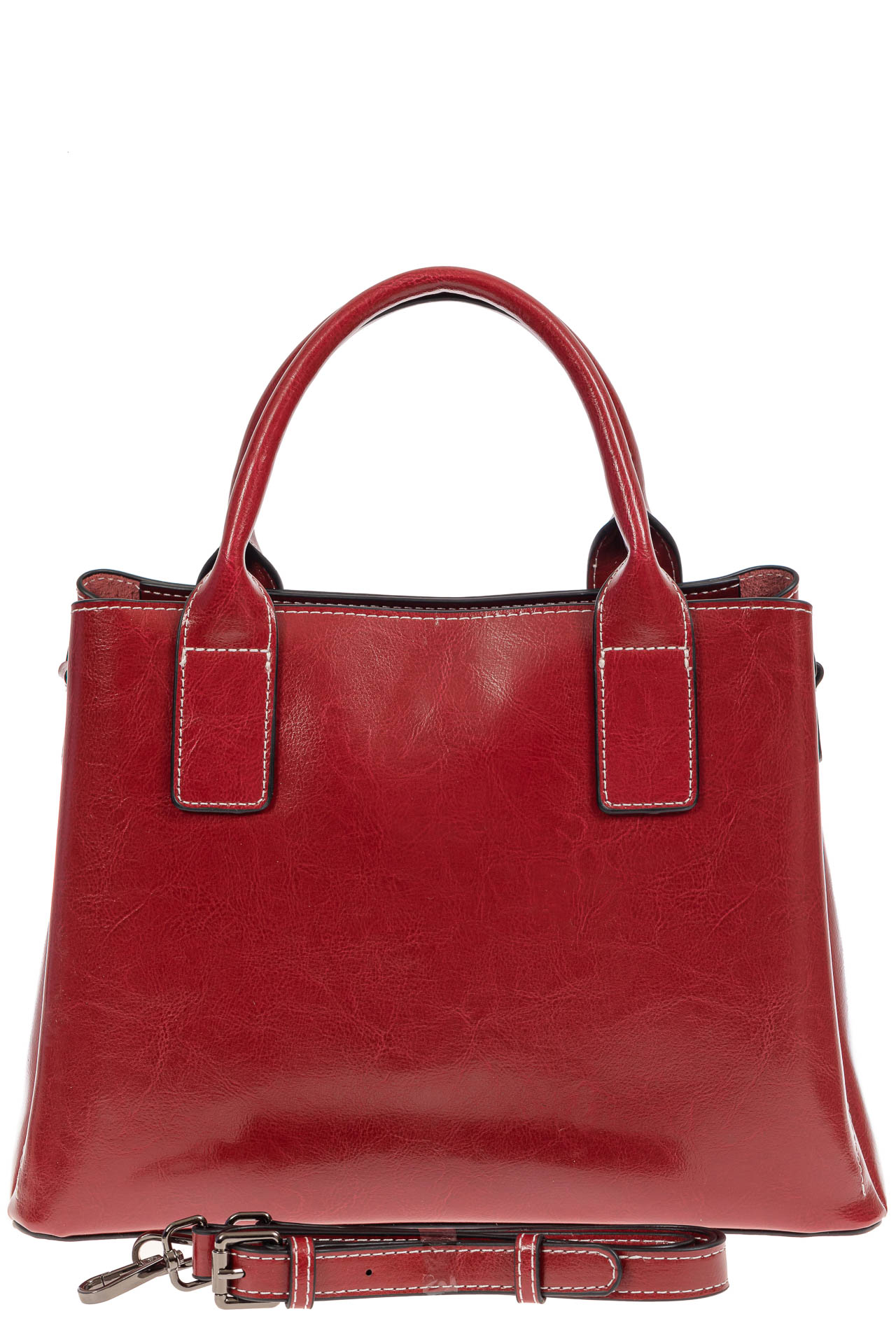 На фото 3 - Каркасная сумка из натуральной кожи, цвет красный