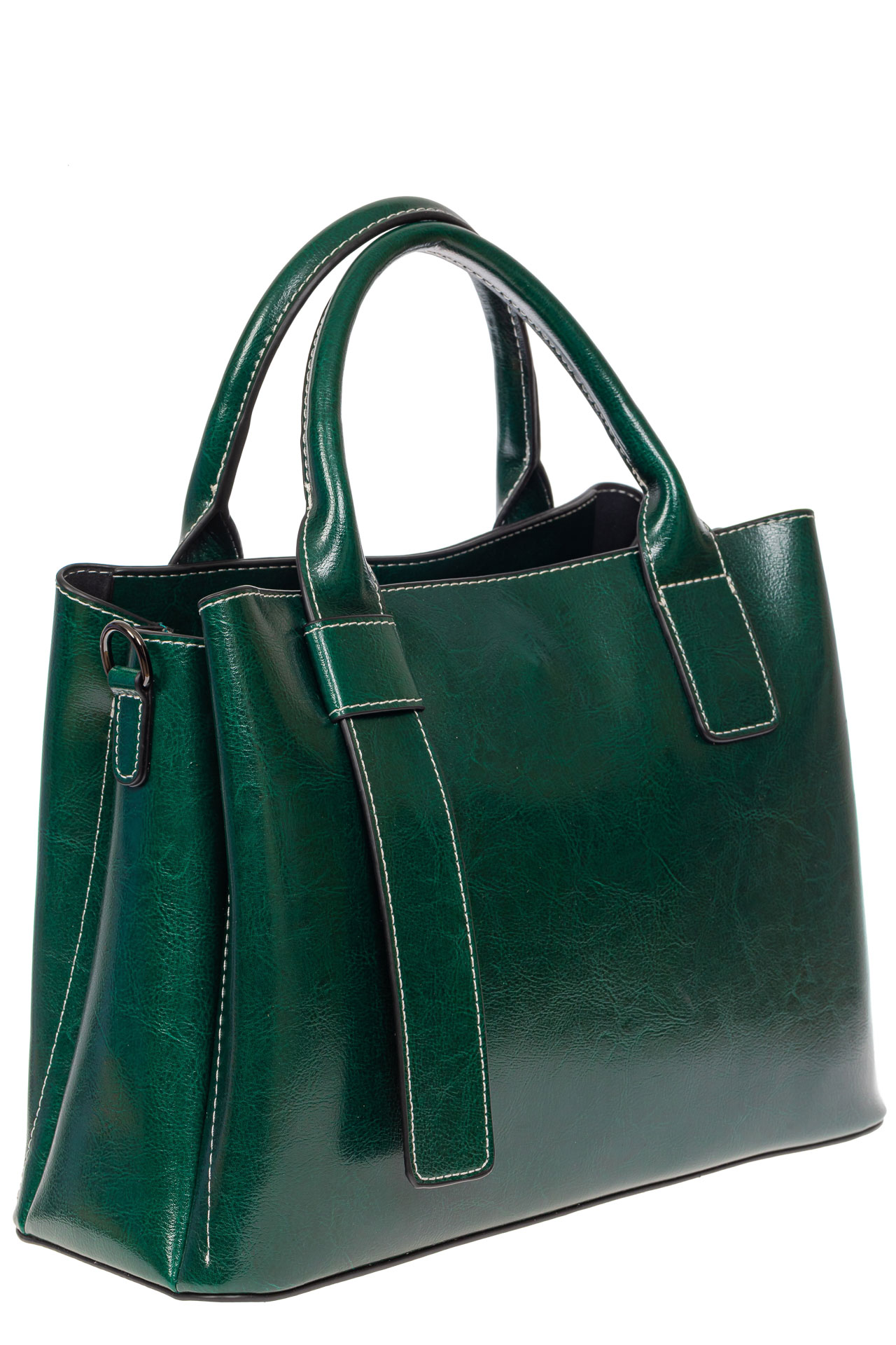 На фото 1 - Каркасная сумка из натуральной кожи, цвет зелёный
