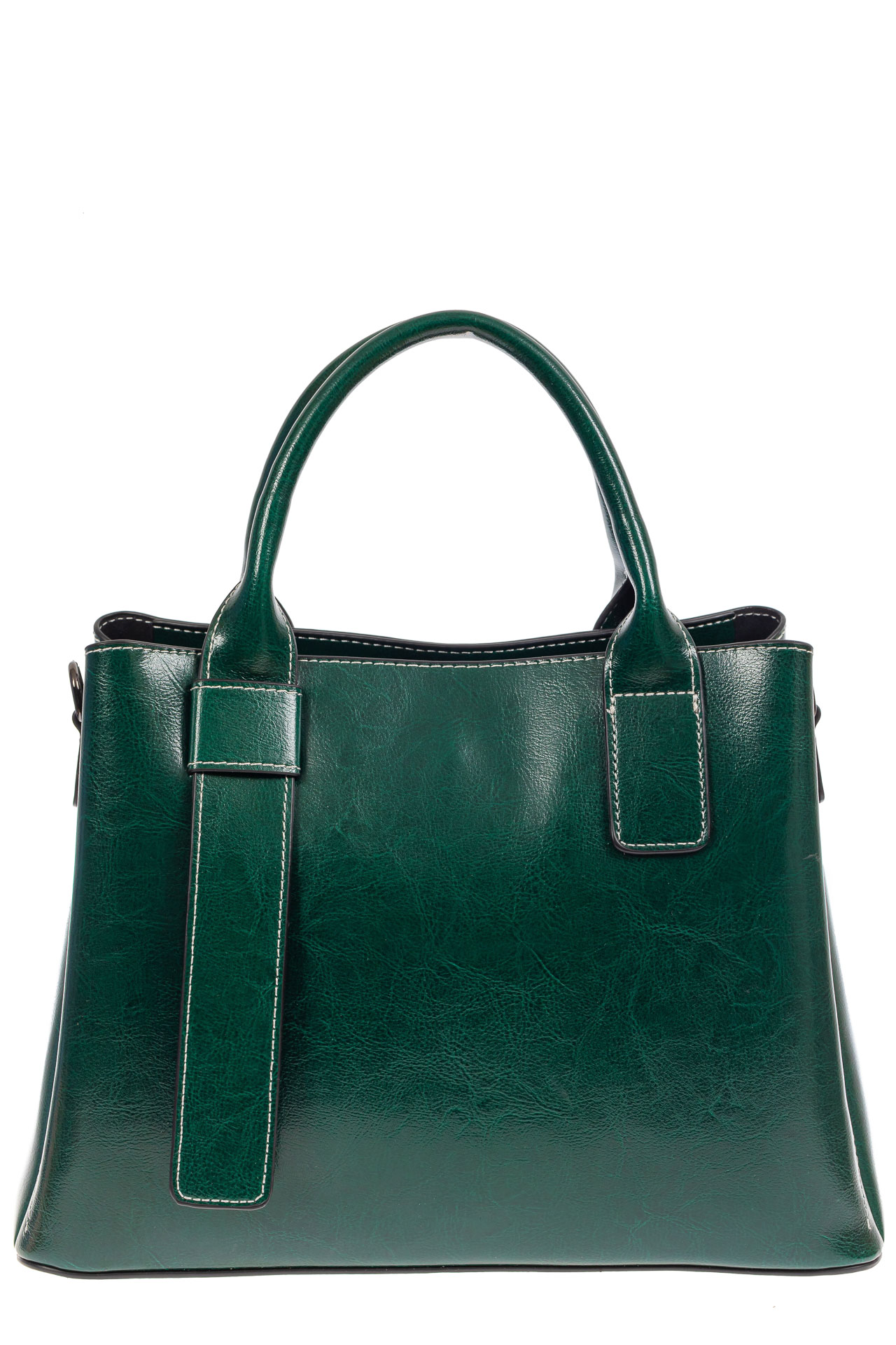 На фото 2 - Каркасная сумка из натуральной кожи, цвет зелёный