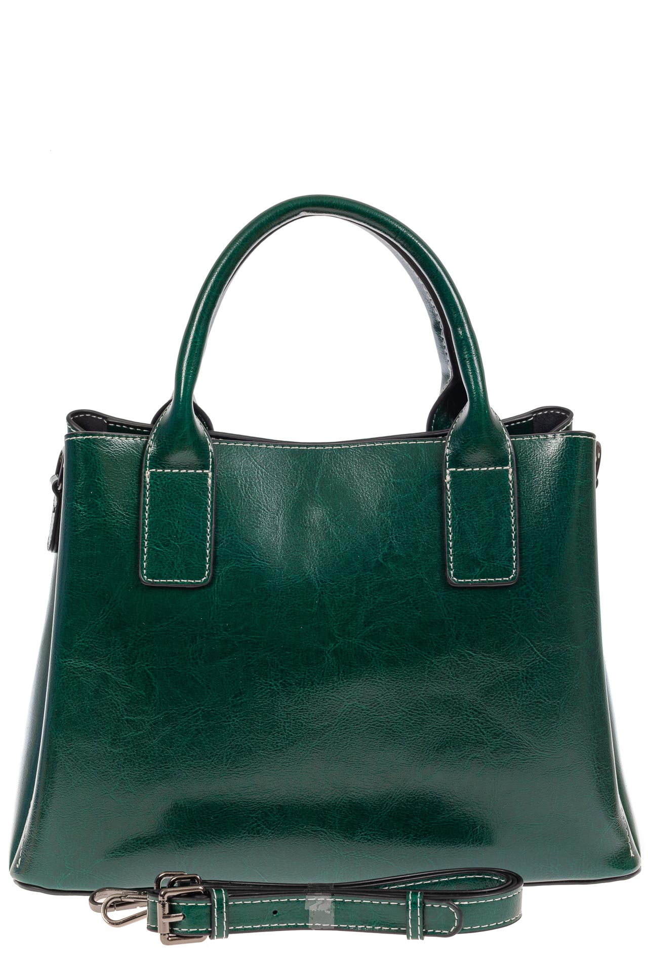 На фото 3 - Каркасная сумка из натуральной кожи, цвет зелёный