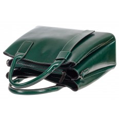 На фото 4 - Каркасная сумка из натуральной кожи, цвет зелёный