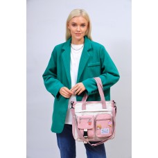 На фото 1 - Молодежная  сумка шоппер из текстиля, цвет белый с розовым