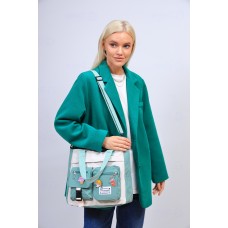 На фото 1 - Молодежная  сумка шоппер из текстиля, цвет зеленый