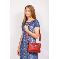 На фото 4 - Женская сумка из натуральной кожи, цвет красный