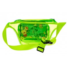 На фото 2 - Поясная прозрачная сумка из винила, цвет зеленый