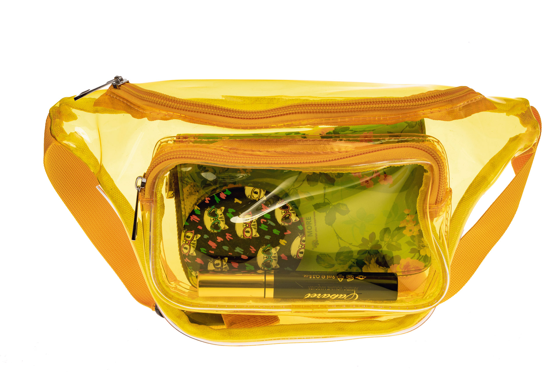 На фото 3 - Поясная прозрачная сумка из винила, цвет желтый