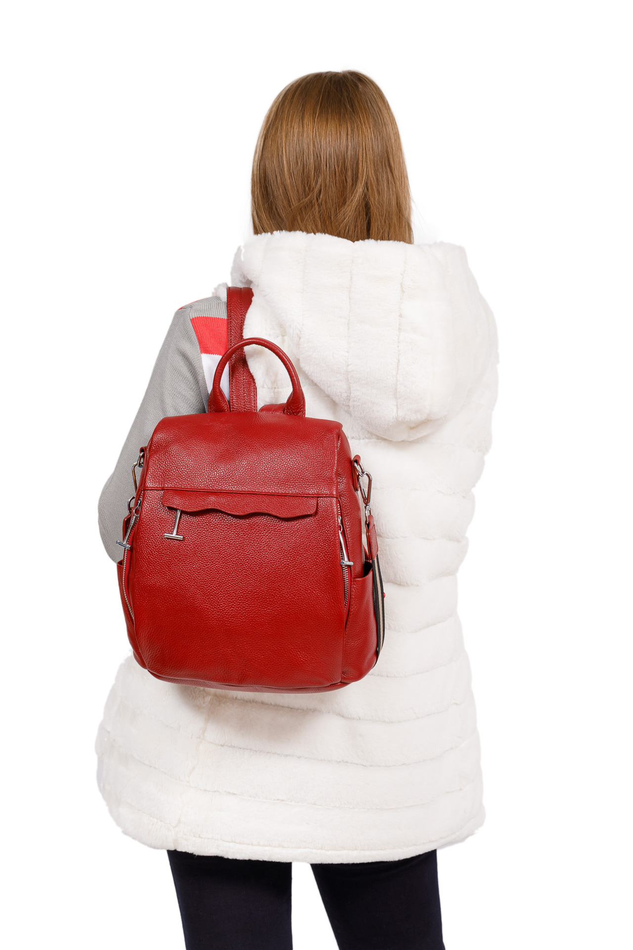 На фото 4 - Рюкзак «Антивор» из натуральной кожи, цвет бордо