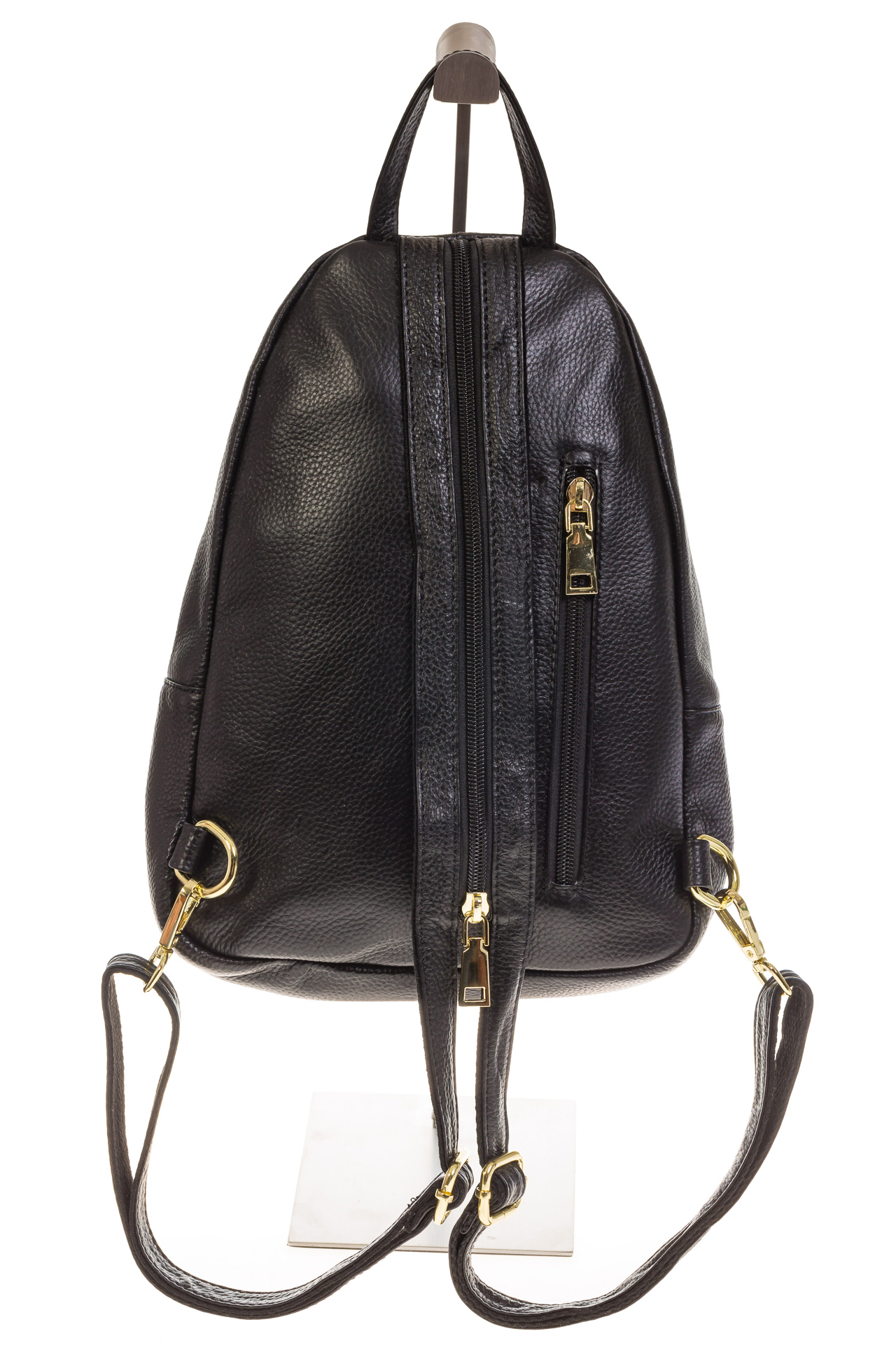 На фото 3 - Черный городской рюкзак из кожи для женщин 6016