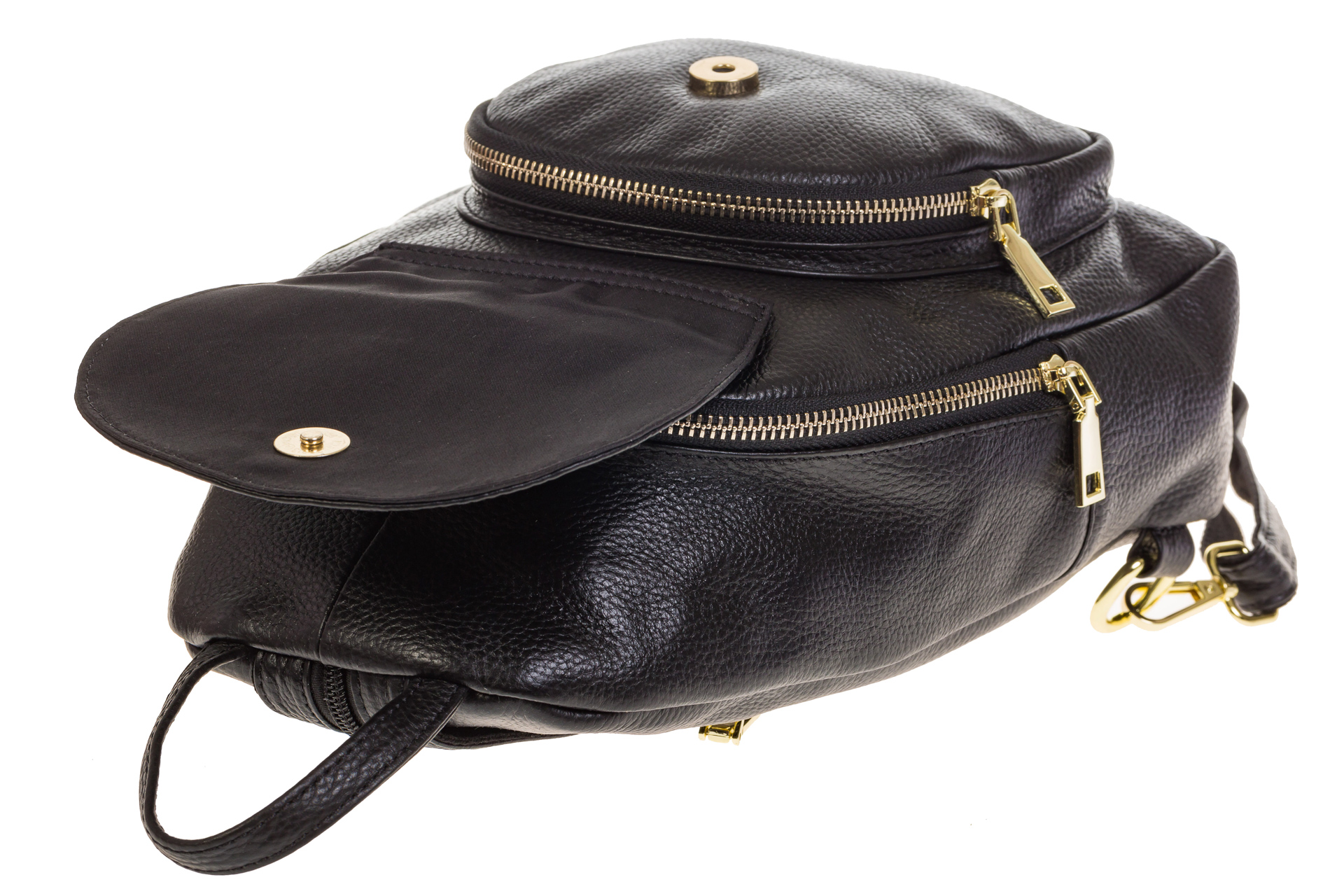 На фото 4 - Черный городской рюкзак из кожи для женщин 6016