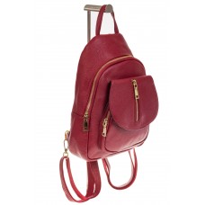 На фото 1 - Красный городской рюкзак из кожи для женщин 6016