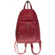 На фото 2 - Красный городской рюкзак из кожи для женщин 6016