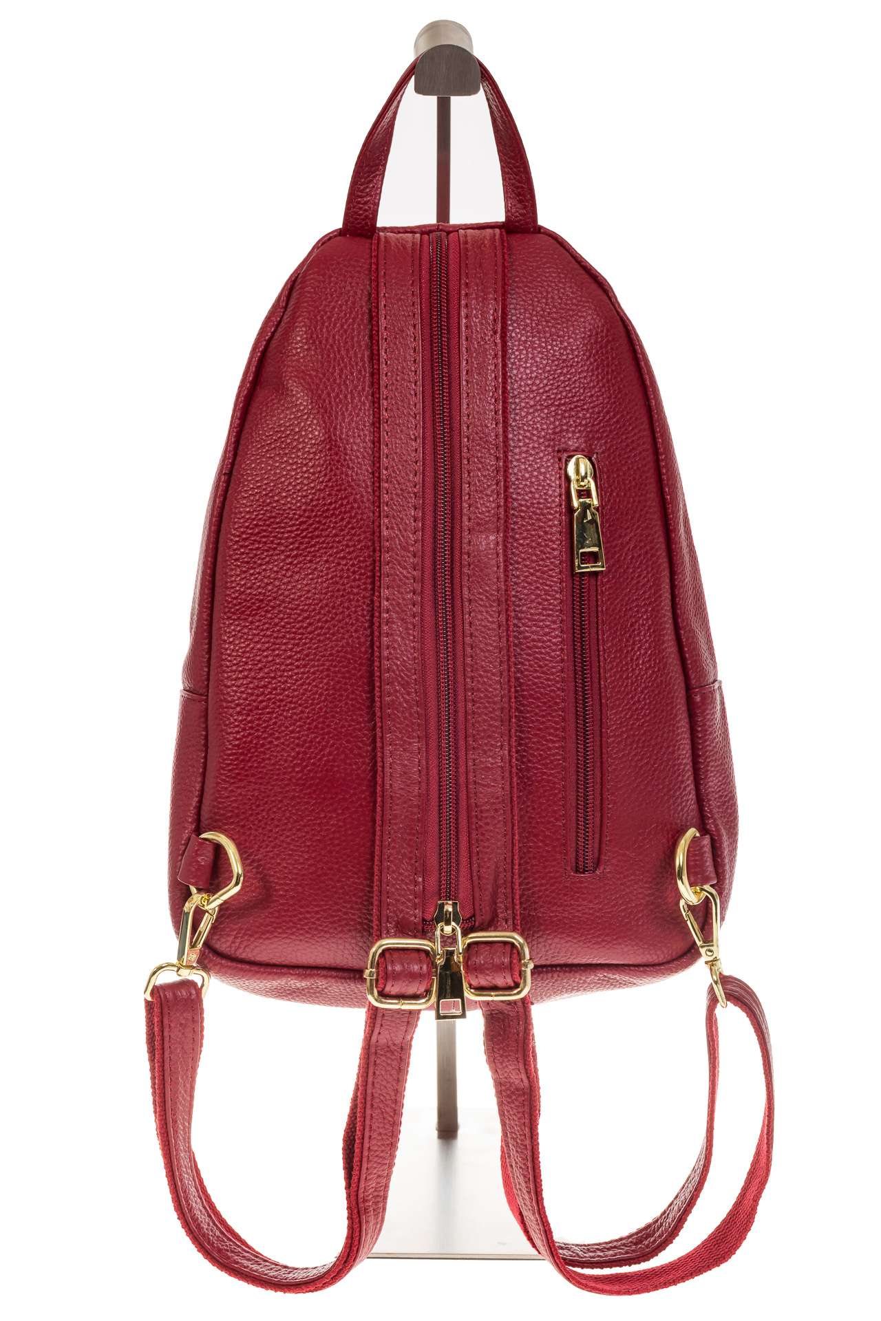 На фото 3 - Красный городской рюкзак из кожи для женщин 6016