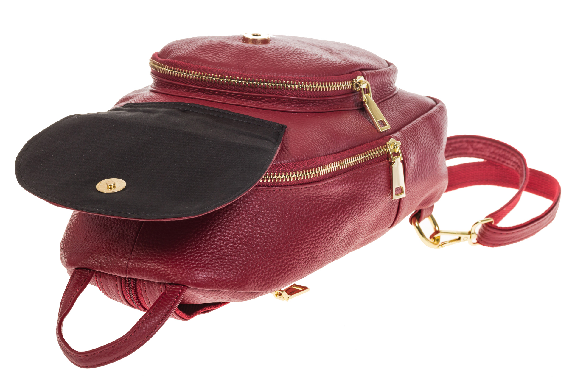 На фото 4 - Красный городской рюкзак из кожи для женщин 6016