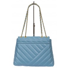 На фото 3 - Стёганая женская сумка из экокожи с ручками-цепочками, цвет голубой