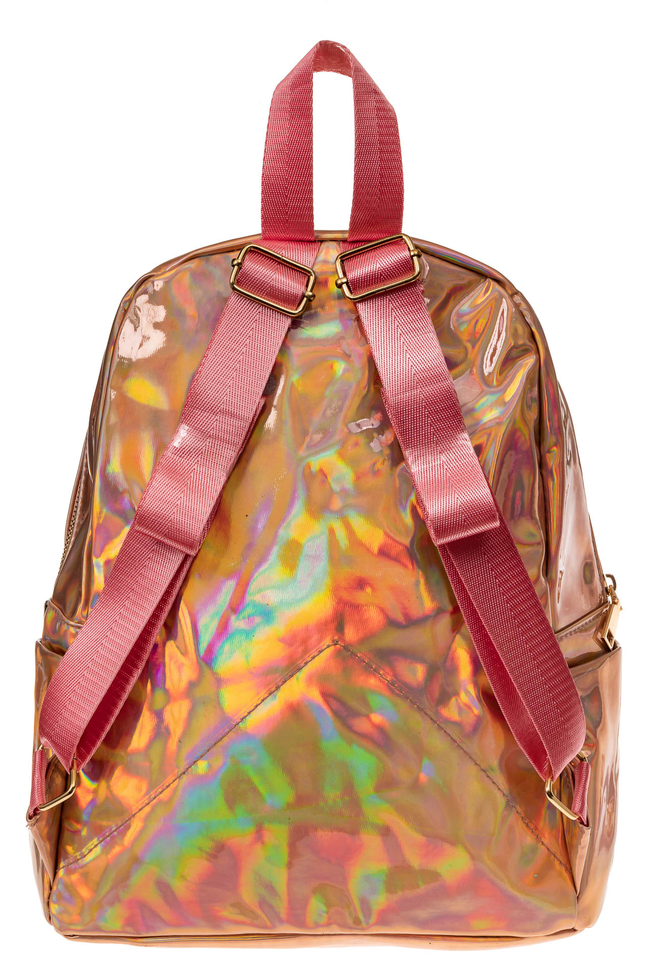 На фото 2 - Молодежный рюкзак из искусственной кожи, цвет розовый хамелеон