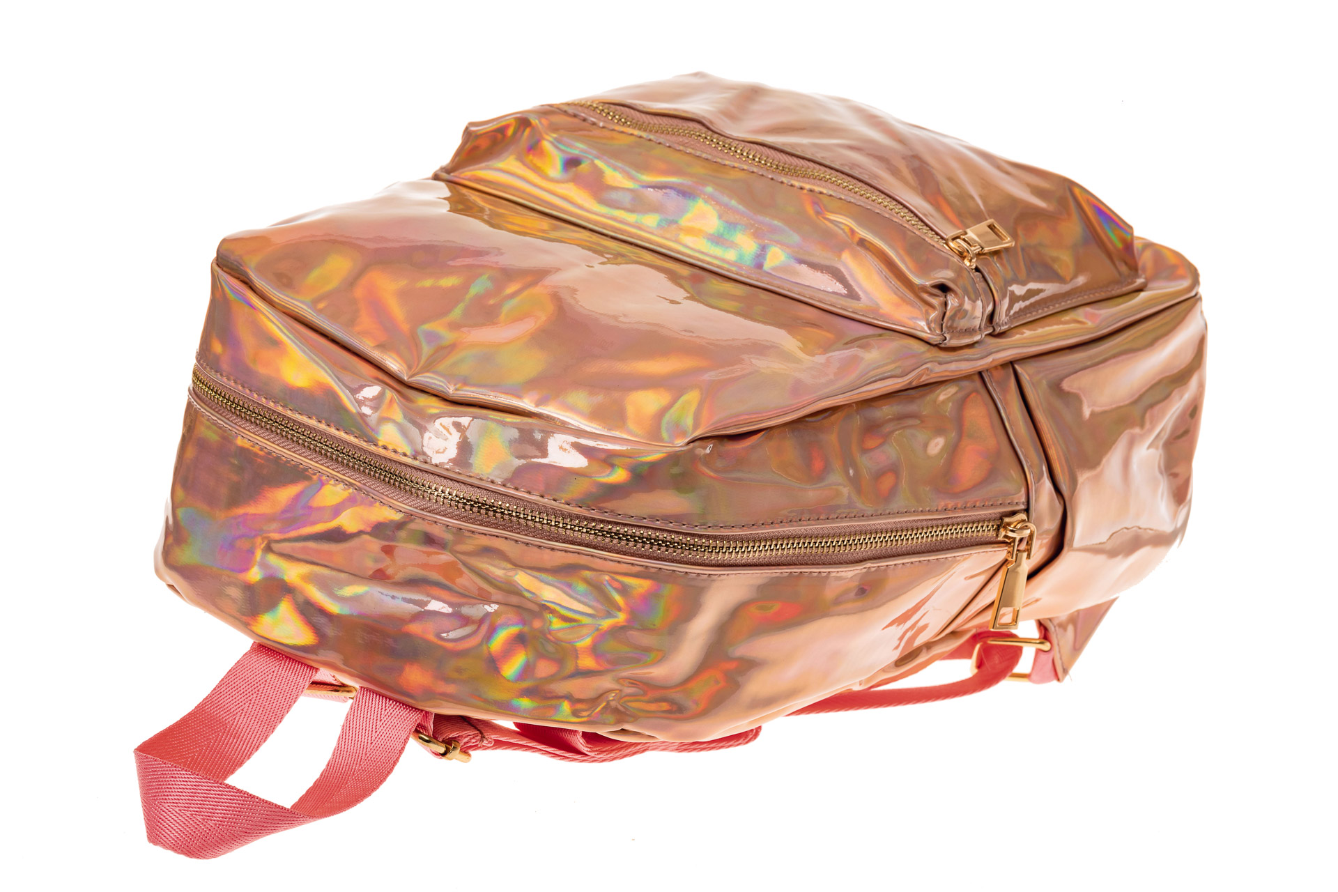 На фото 3 - Молодежный рюкзак из искусственной кожи, цвет розовый хамелеон