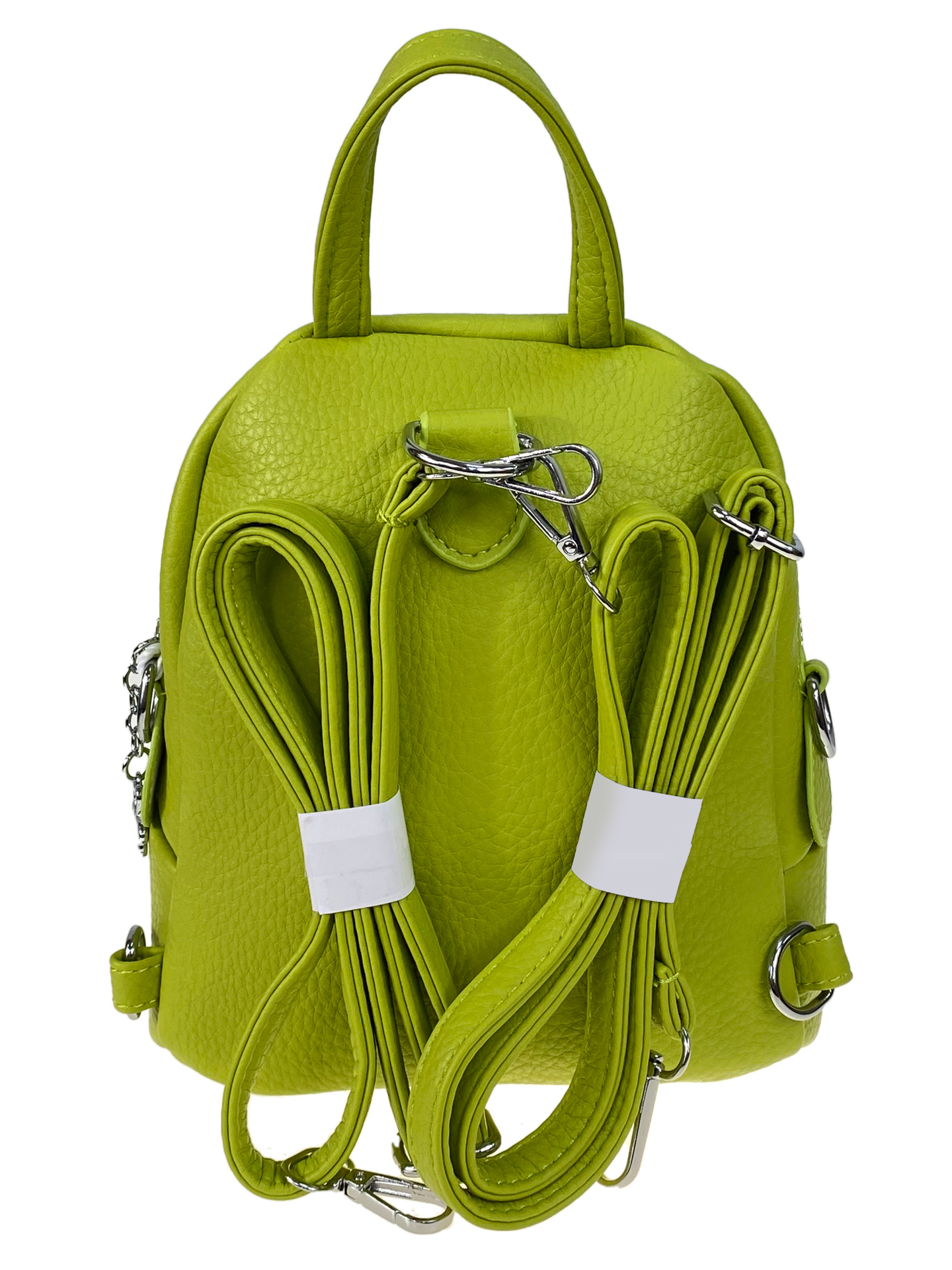 На фото 2 - Сумка-рюкзак из искусственной кожи, цвет желто - зеленый