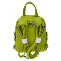 На фото 2 - Сумка-рюкзак из искусственной кожи, цвет желто - зеленый