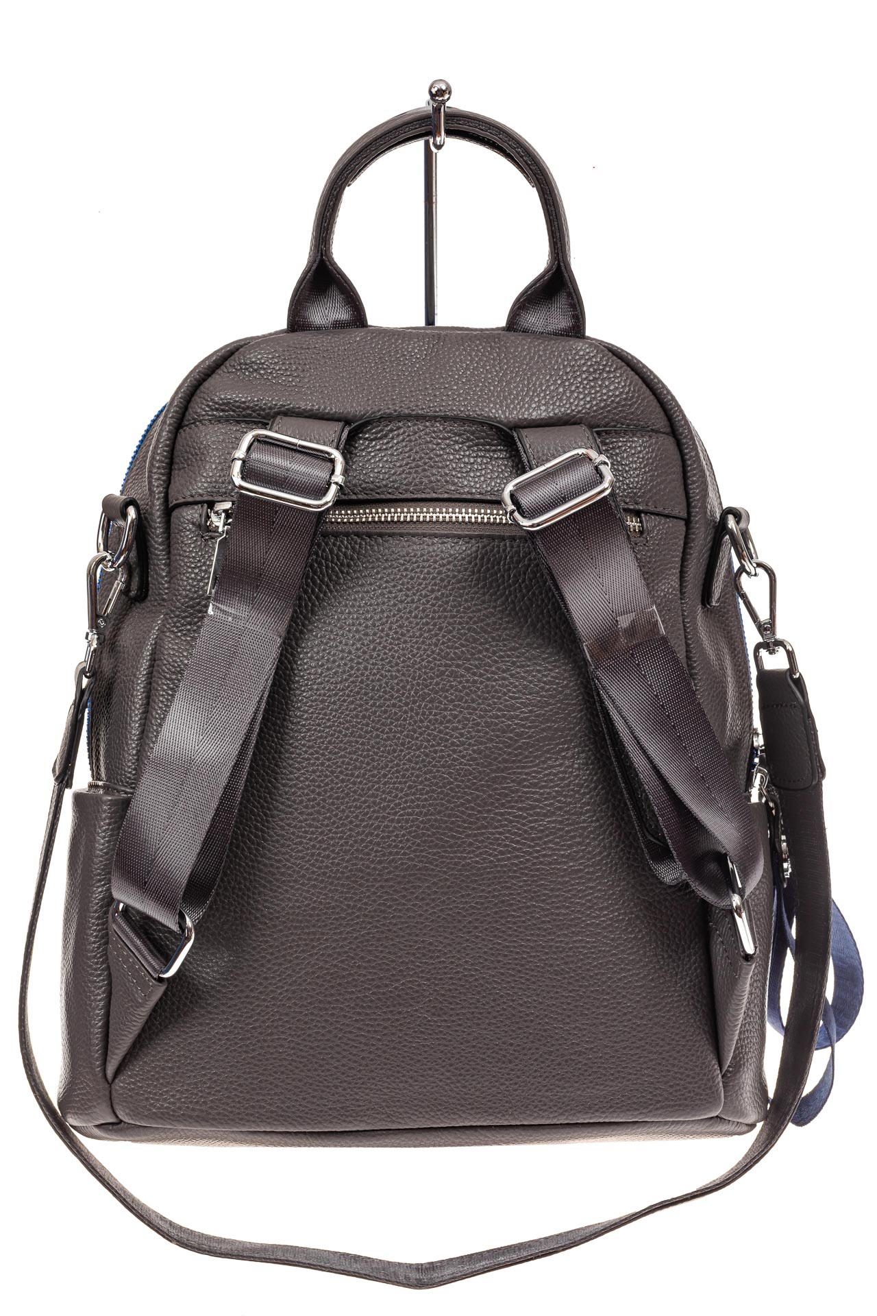 На фото 3 - Женский рюкзак из натуральной кожи, цвет серый