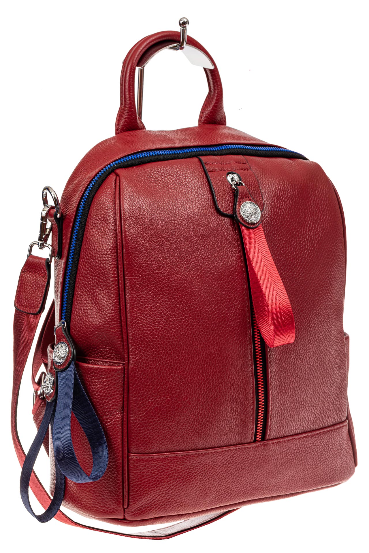 На фото 1 - Женский рюкзак из натуральной кожи, цвет бордо