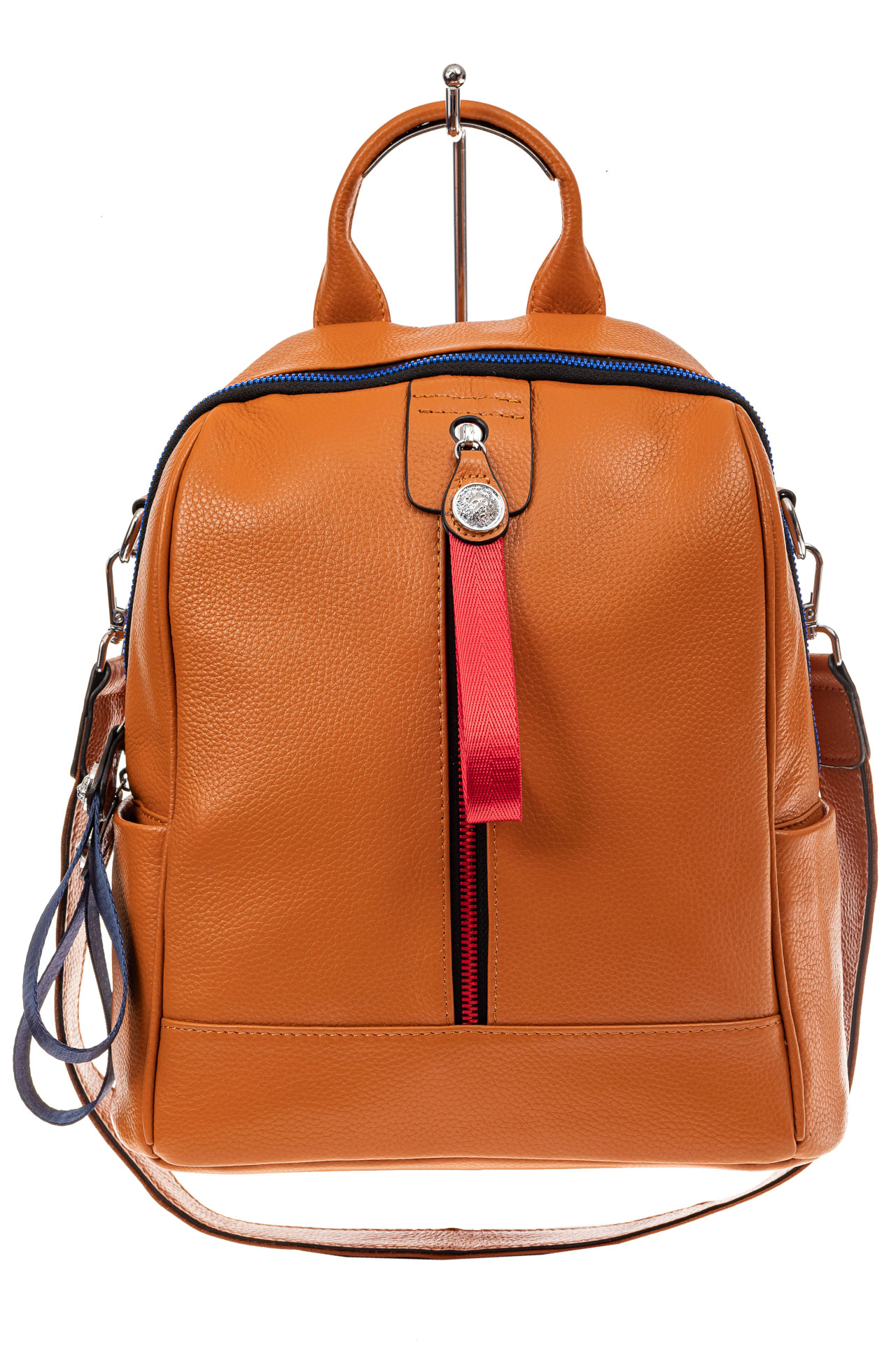 На фото 2 - Женский рюкзак из натуральной кожи, цвет рыжий