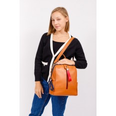 На фото 5 - Женский рюкзак из натуральной кожи, цвет рыжий