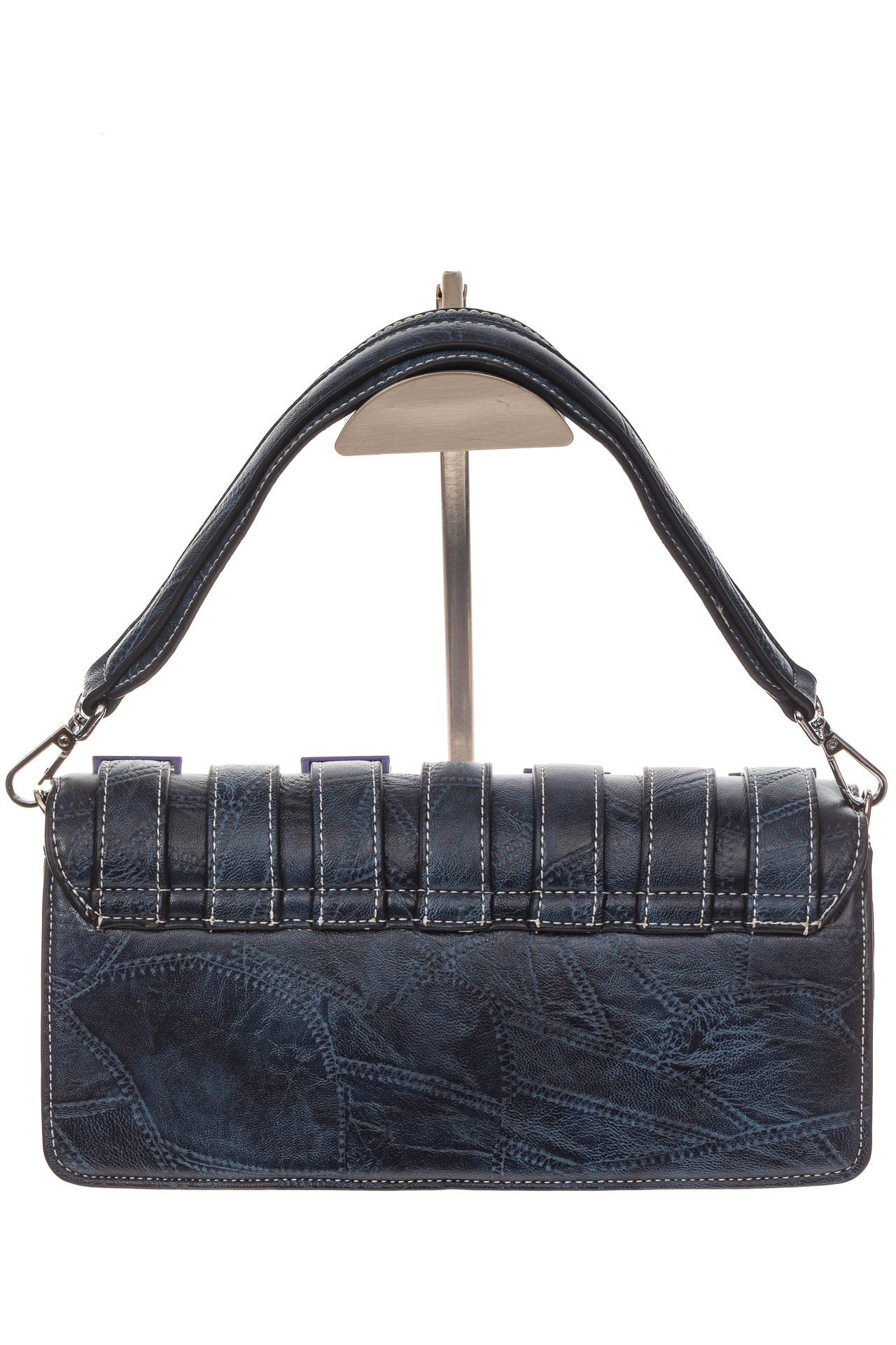 На фото 3 - Модная сумка багет из искусственной кожи, цвет синий