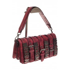 На фото 1 - Модная сумка багет из искусственной кожи, цвет красный