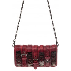 На фото 2 - Модная сумка багет из искусственной кожи, цвет красный