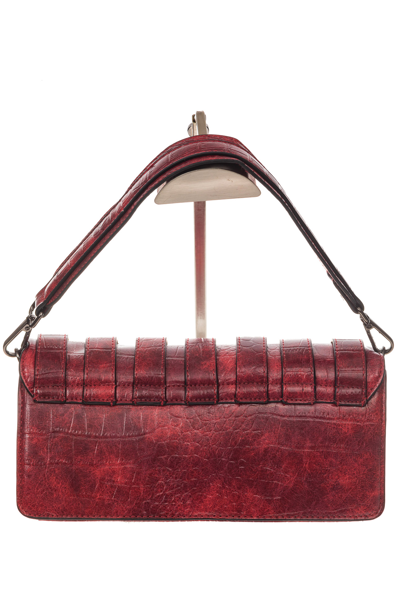 На фото 3 - Модная сумка багет из искусственной кожи, цвет красный