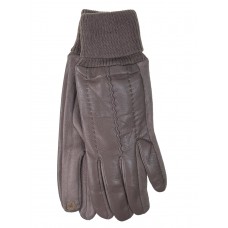 На фото 1 - Элегантные демисезонные перчатки из кожи и велюра, цвет бежево-серый