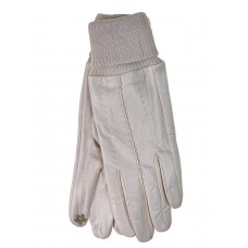 На фото 1 - Элегантные демисезонные перчатки из кожи и велюра, цвет белый