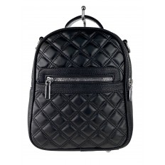 На фото 2 - Женская стёганая сумка-рюкзак из искусственной кожи, цвет чёрный