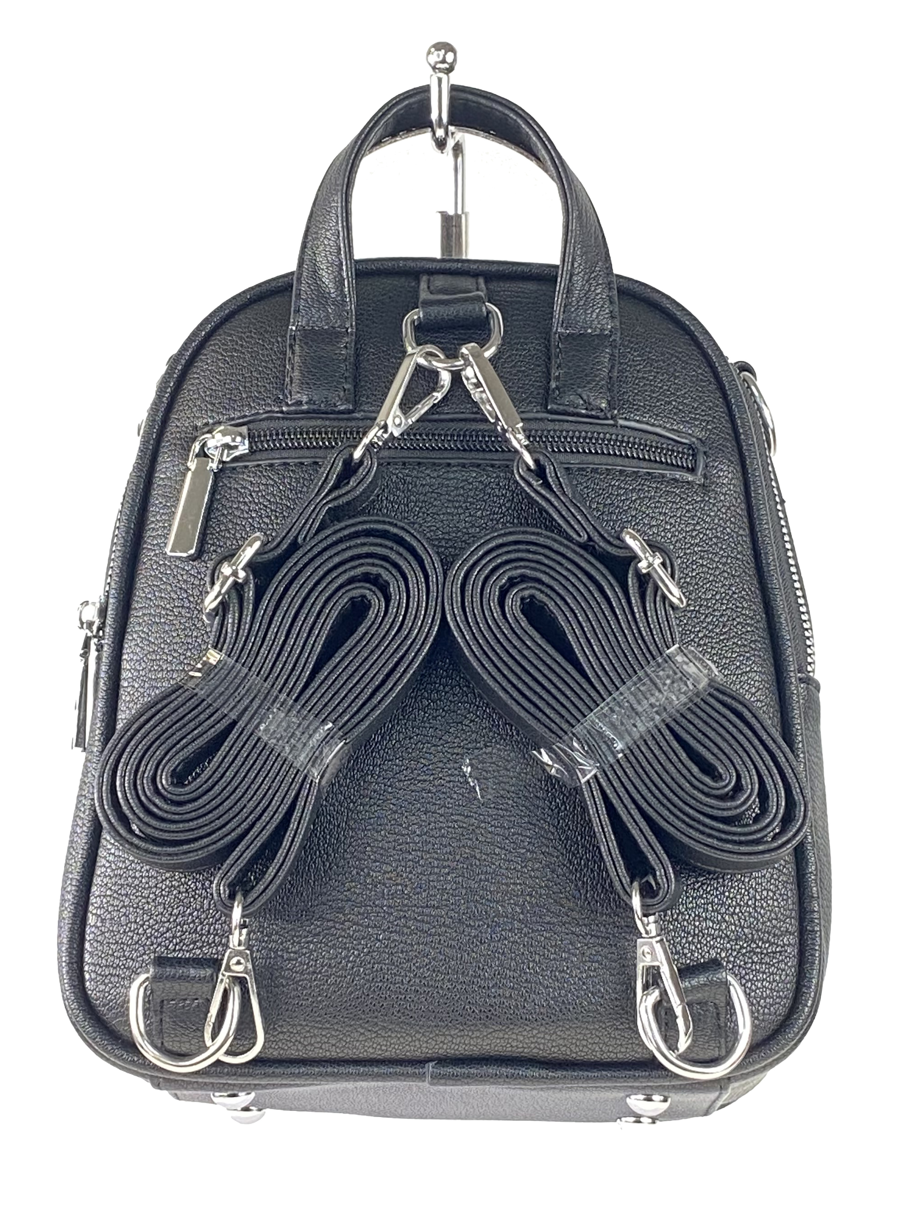 На фото 3 - Женская стёганая сумка-рюкзак из искусственной кожи, цвет чёрный