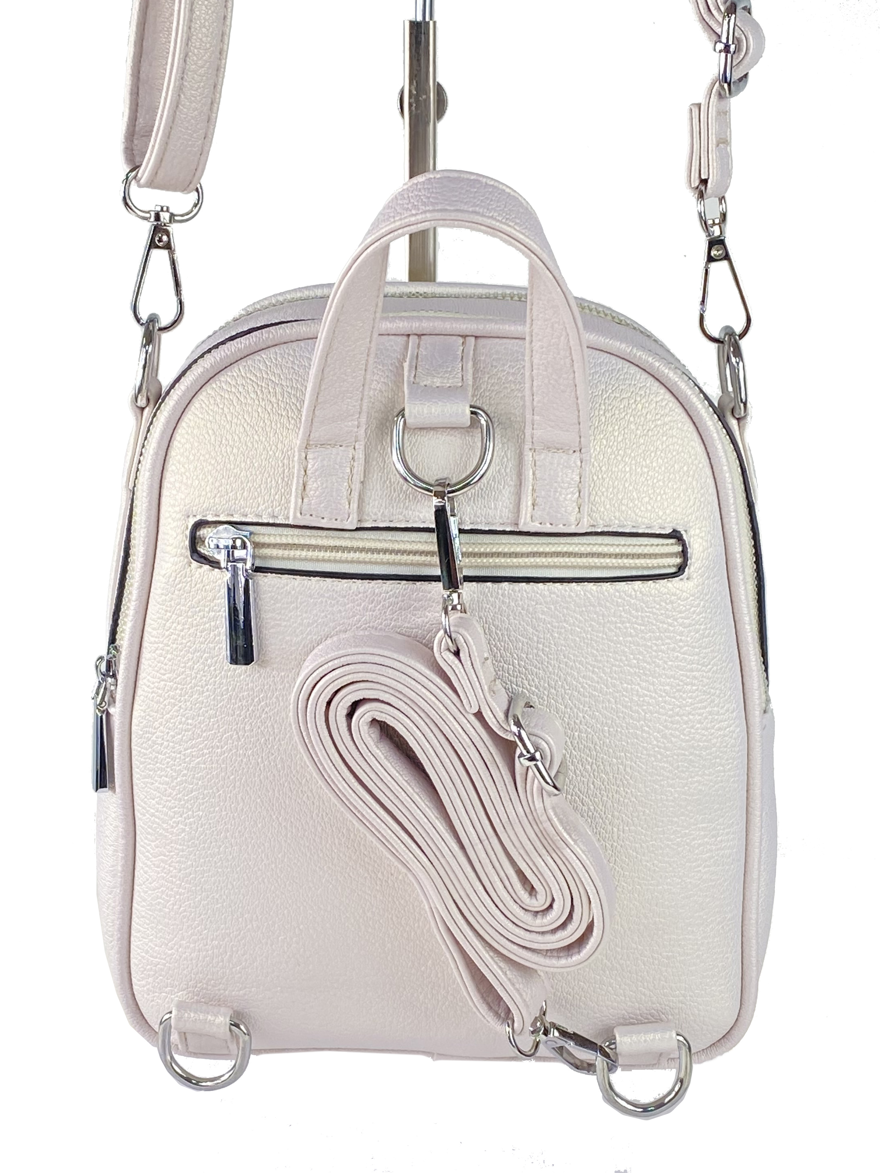 На фото 3 - Женская стёганая сумка-рюкзак из искусственной кожи, цвет жемчуга