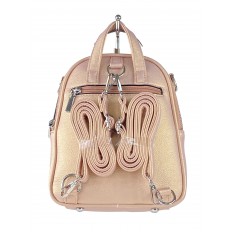 На фото 3 - Женская стёганая сумка-рюкзак из искусственной кожи, цвет розовый