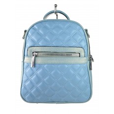 На фото 2 - Женская стёганая сумка-рюкзак из искусственной кожи, цвет голубой