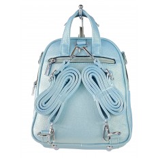 На фото 3 - Женская стёганая сумка-рюкзак из искусственной кожи, цвет голубой