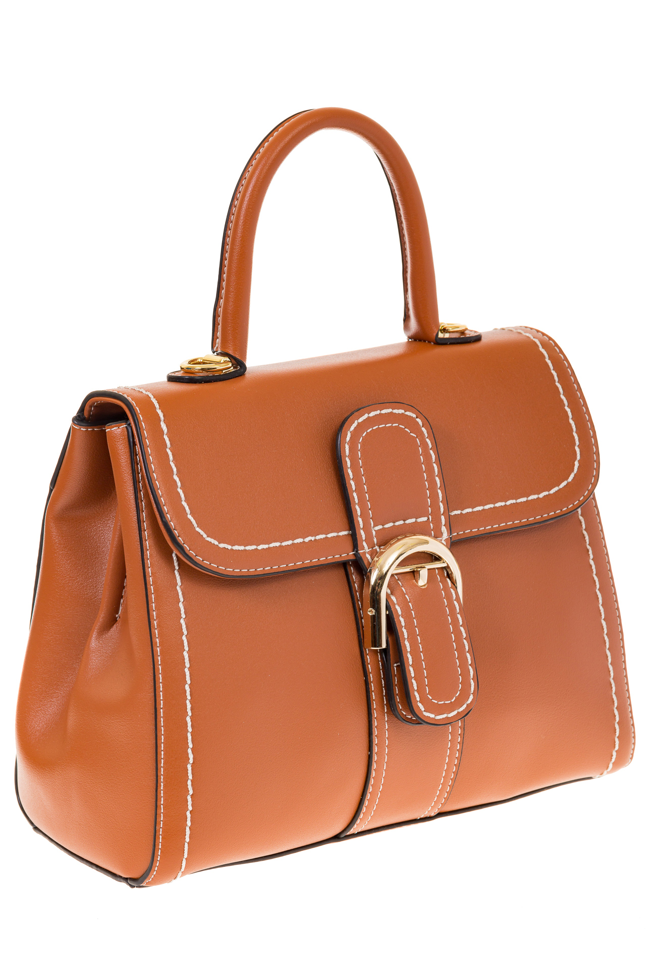 На фото 1 - Женская сумка-портфель коричневого цвета 606-6190AP