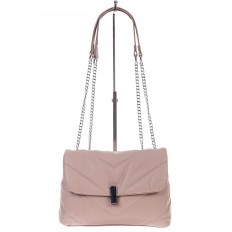 На фото 2 - Женская сумка стеганая с цепочкой из искусственной кожи, цвет пудра