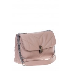 На фото 3 - Женская сумка стеганая с цепочкой из искусственной кожи, цвет пудра