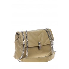 На фото 3 - Женская сумка стеганая с цепочкой из искусственной кожи, цвет хаки