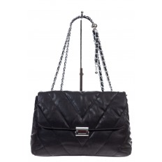 На фото 2 - Женская сумка стеганая с цепочкой из искусственной кожи, цвет черный