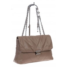 На фото 3 - Женская сумка стеганая с цепочкой из искусственной кожи, цвет бежевый