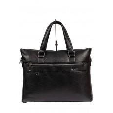 На фото 2 - Деловая сумка с карманом для ноутбука и ключницей из искусственной кожи, чёрная 