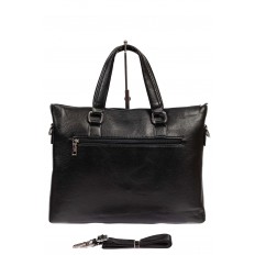 На фото 3 - Деловая сумка с карманом для ноутбука и ключницей из искусственной кожи, чёрная 