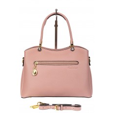 На фото 3 - Женская сумка тоут из кожзама с металлической подвеской, цвет розовый