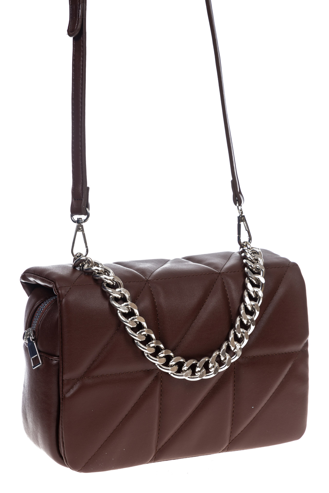 На фото 3 - Женская сумка кросс-боди из искусственной кожи, цвет шоколад